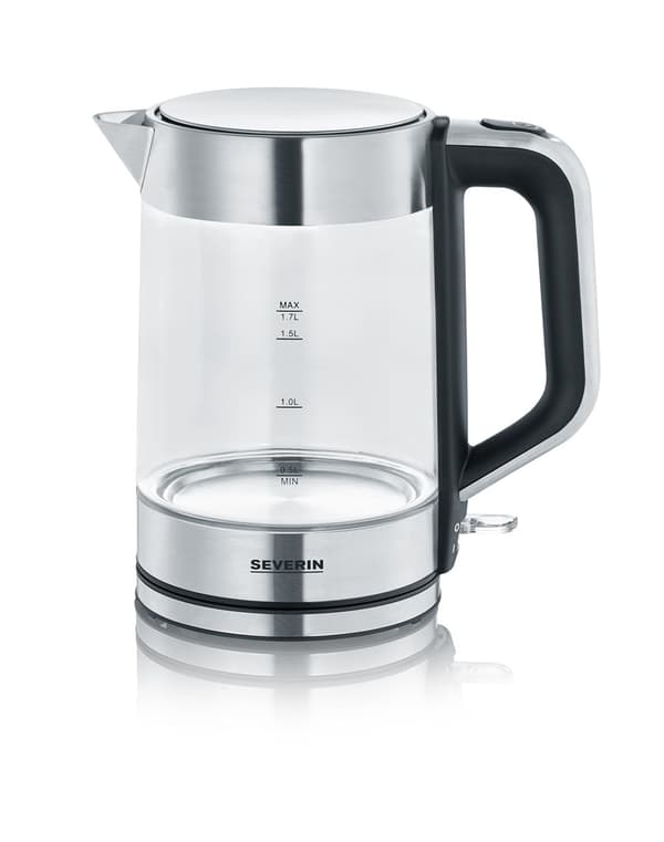 Severin WK 3420 vedenkeitin 1,7 L 2200 W Musta, Ruostumaton teräs, Läpinäkyvä