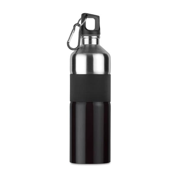 Vattenflaska silver/svart 750 ml rostfritt stål
