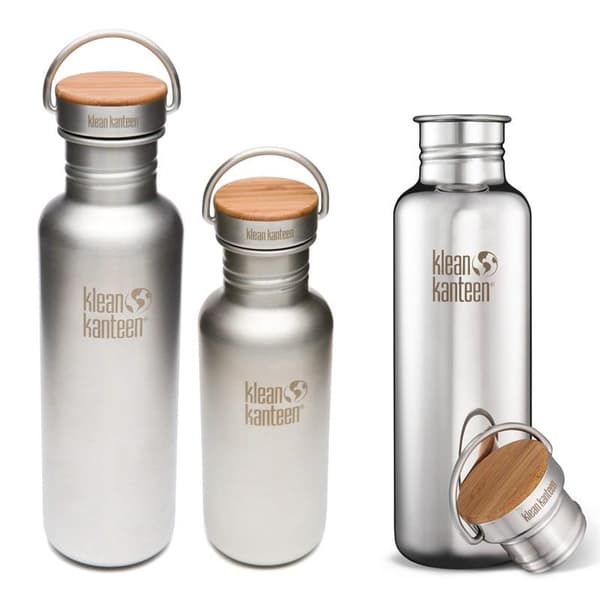 Klean Kanteen stål och bambukork till vattenflaska