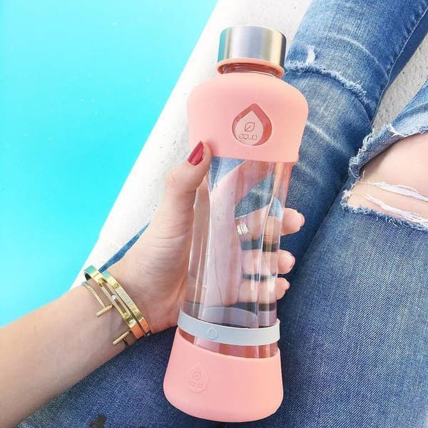 EQUA vattenflaska glas 550ml Squeeze Active Peach