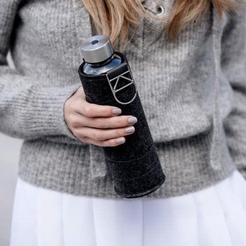 EQUA vattenflaska glas 750ml Textil Mismatch Silver