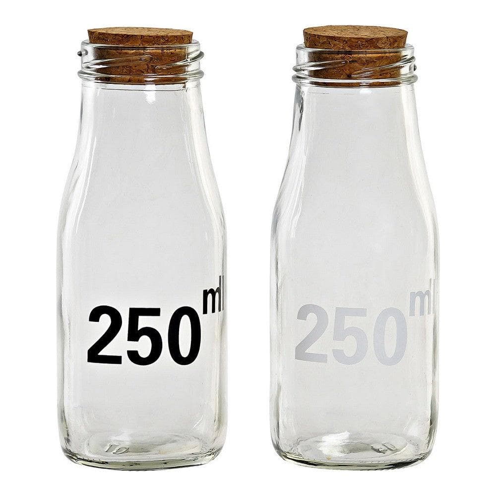 Glass Bottle DKD Home Decor Black Cork (250 ml) (2 pcs)