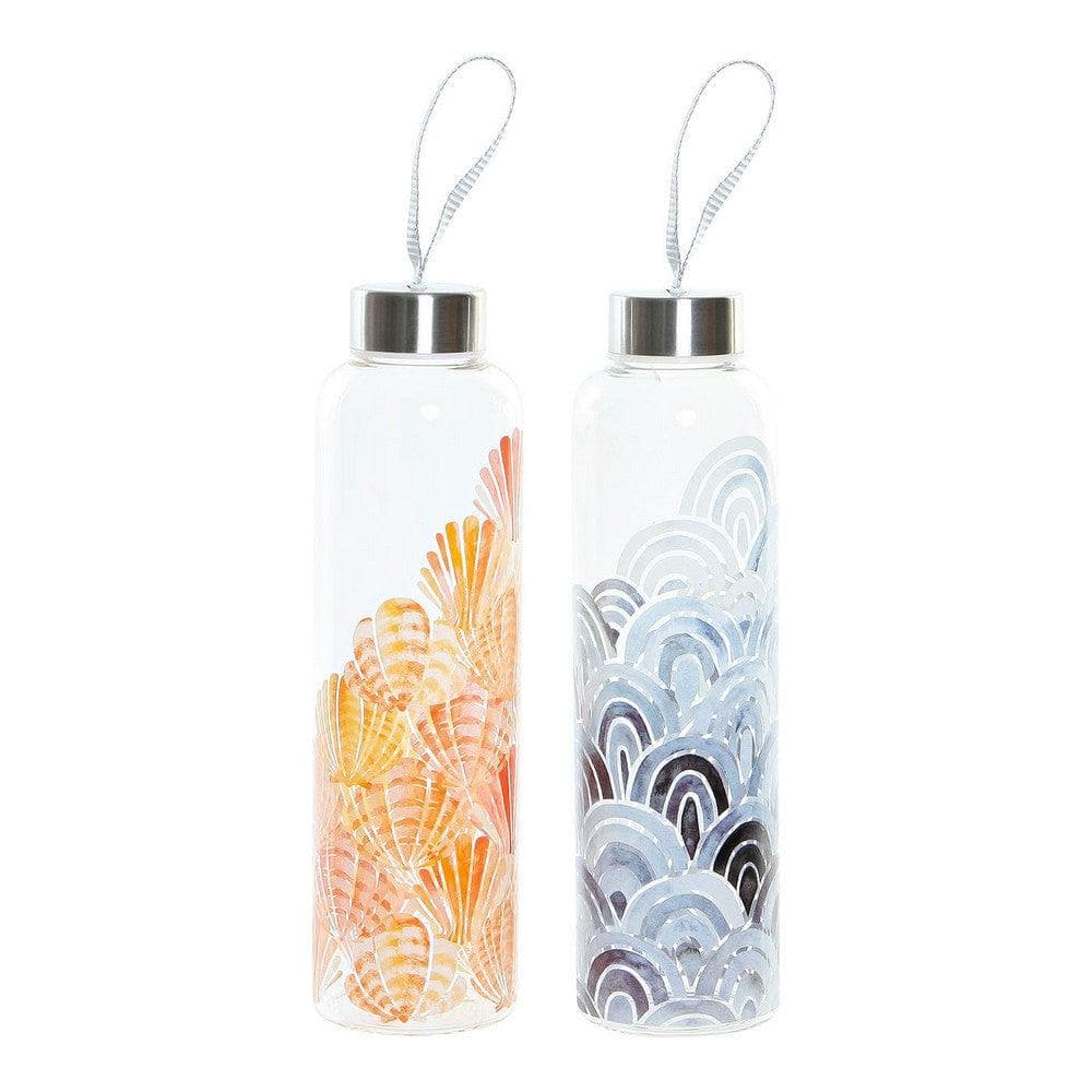 Bottle from recycled glass, with lid DKD Home Decor Blue Orange Stainless steel (550 ml) (2 pcs)