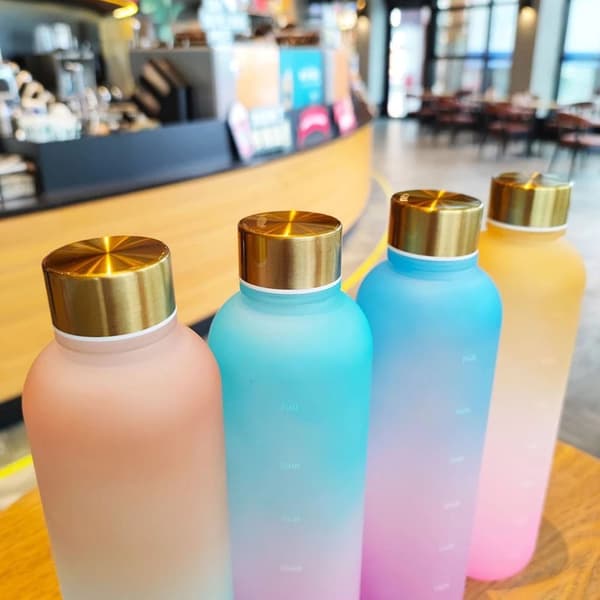 Vandflaske med tidsstempel - Blue & Pink