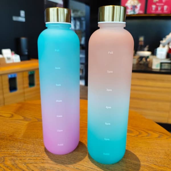 Vandflaske med tidsstempel - Blue & Pink
