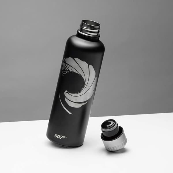 Paladone 007 metallvattenflaska, unisex, svart/silver, 450 ml - 5055964743031