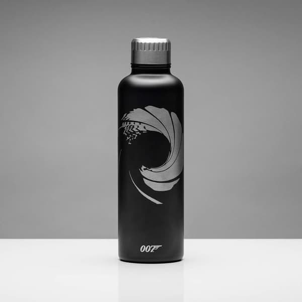 Paladone 007 metallvattenflaska, unisex, svart/silver, 450 ml - 5055964743031