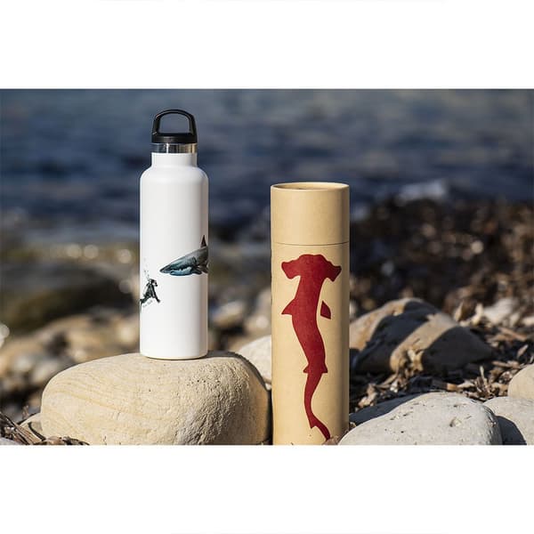 Fish Tank Great White Shark & Diver Flaske 600ml Hvid