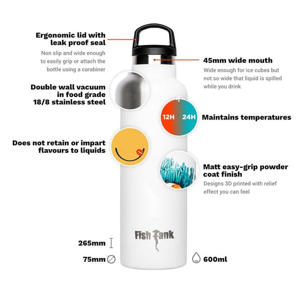 Fish Tank Knölval Och Dykarflaska 600ml Vit