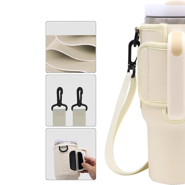 Etui med bærehåndtag til Stanley flaske - Beige