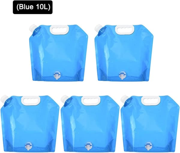5-PACK 10L Bärbar Ihopfällbar Vattendunkar