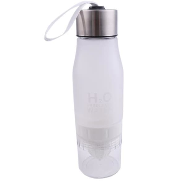 Vattenflaska - H2O - 650ml - Bärbar - Infuser - Vit