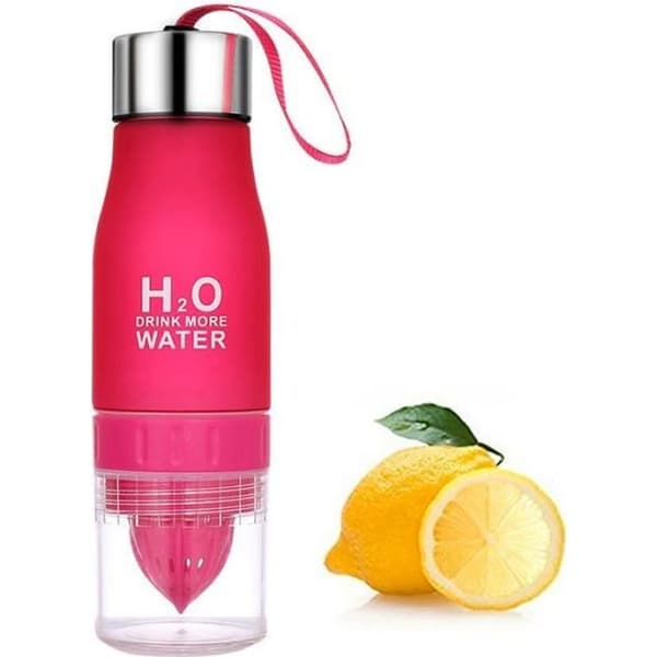 SHOP-STORY - Detox-flaska med fruktinfuserare 650 ML med integrerad citruspressare H2O - Röd färg
