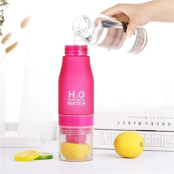 Vakuumflaska, 650 ml plastvattenflaska, infusionsanordning, infusionsanordning, fruktinfusion, barndryck, - gul typ