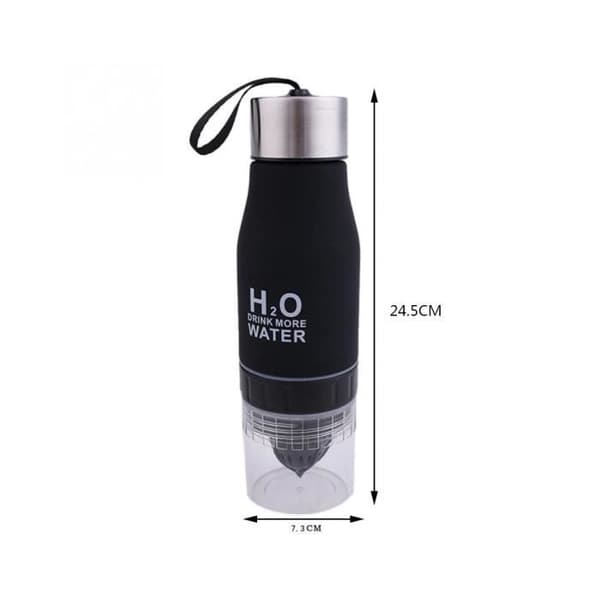 650 ml H2O vattenflaska Bärbar frostad citronkoppspressare fruktjuicepress infuser tumbler (svart)