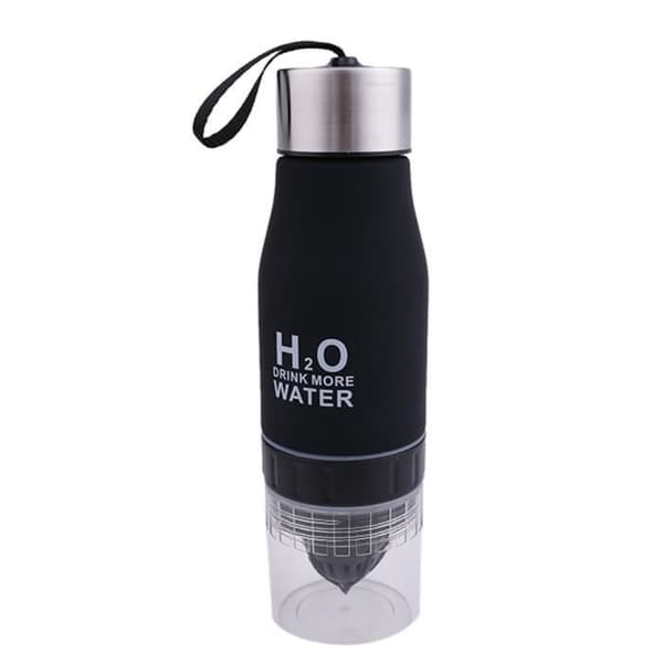 650 ml H2O vattenflaska Bärbar frostad citronkoppspressare fruktjuicepress infuser tumbler (svart)