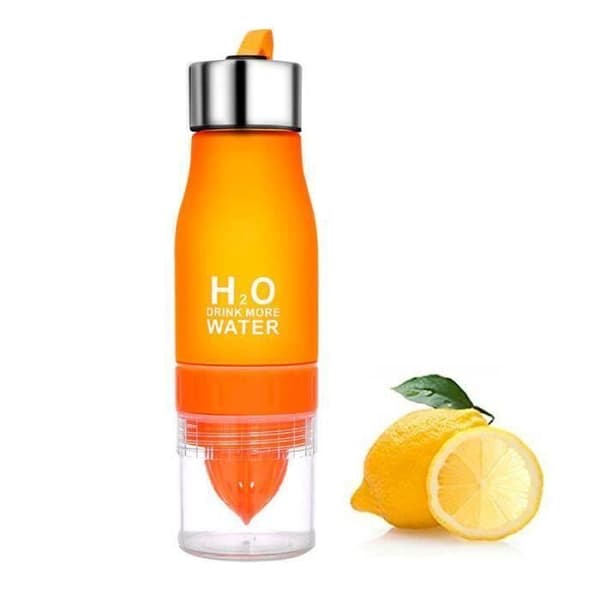 SHOP-STORY - Detox-flaska med fruktinfuserare 650 ML med inbyggd H2O citronsaft - Orange färg