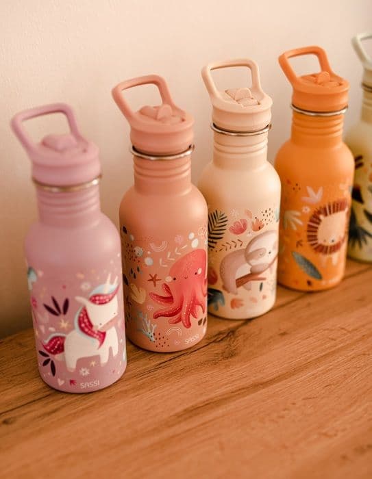 Sassi Junior - Sparkly unicorn flaskan i rostfritt stål 500 ml