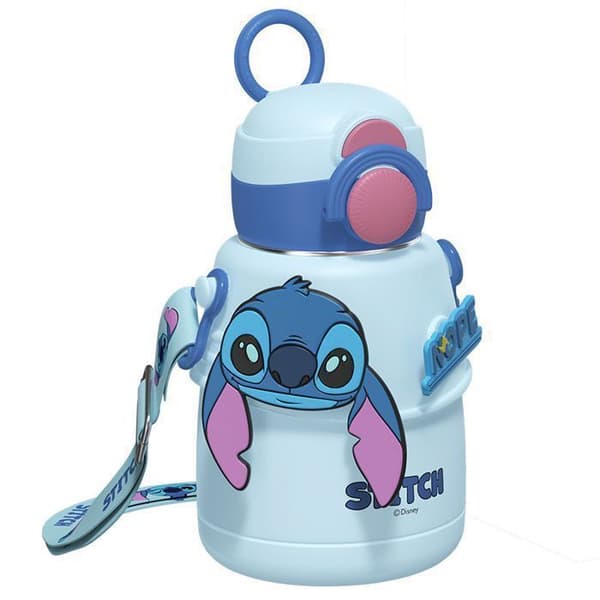 STITCH isolerad flaska för barn 600 ml, BPA-fri läcksäker isolerad flaska, återanvändbar läcksäker vattenflaska för skolan