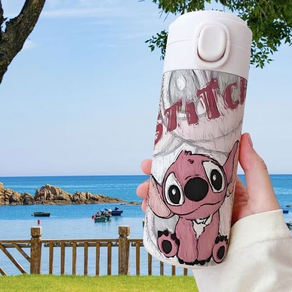 Stitch barnvattenflaska i rostfritt stål - 420 ML isolerad barnflaska - BPA-fria vattenflaskor - för skola, sport och dagis
