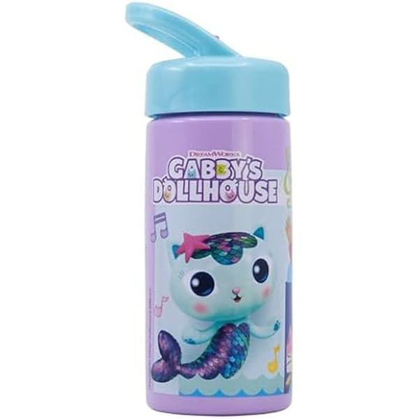 Gabby's Dollhouse sportflaska med sugrör och integrerat handtag - STOR - 410 ml - Ljusrosa - Casual