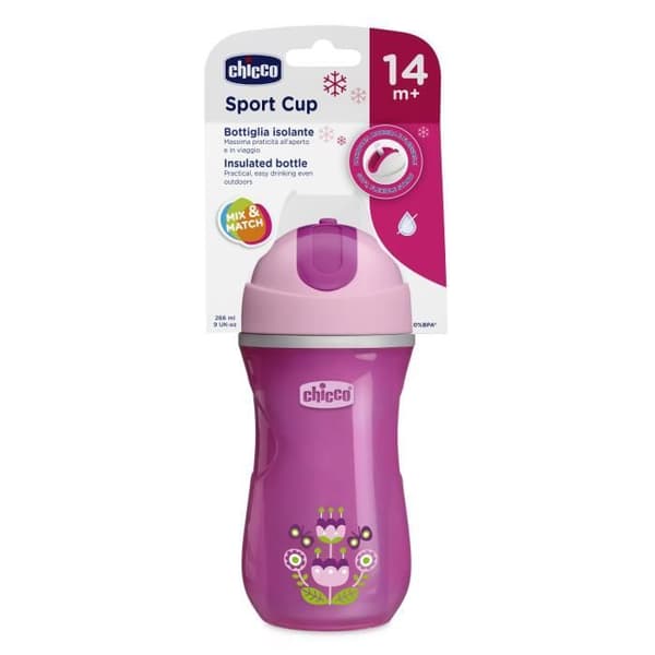 Sport Cup - Chicco - Lila - 266ml - Silikonhalm - Isolerande vägg