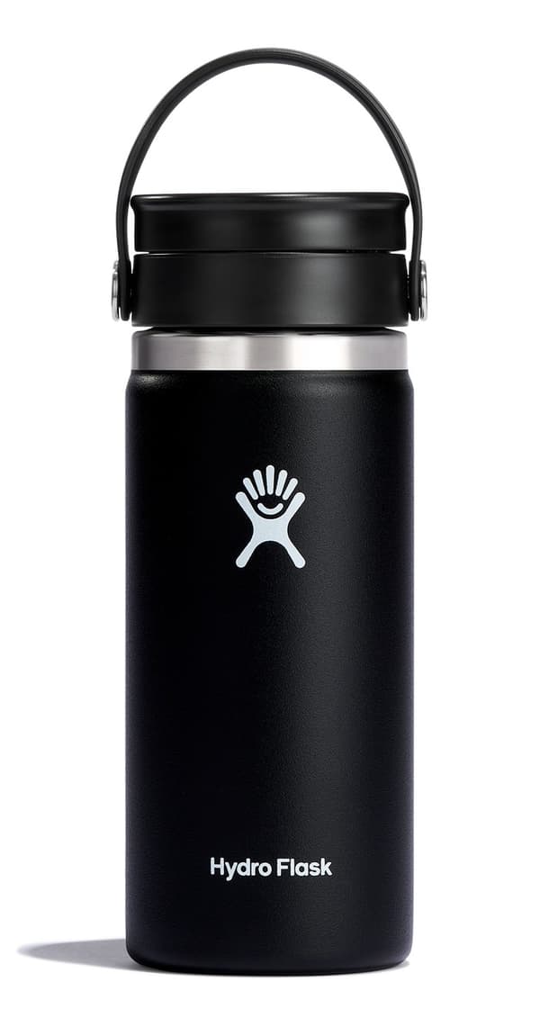 HF-16oz Wide Flex Sip Lid -pullo, musta
