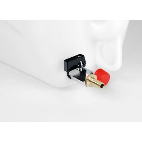Jerrycan i polyeten med Lampa horisontell metallkran - vit/röd - 10 L
