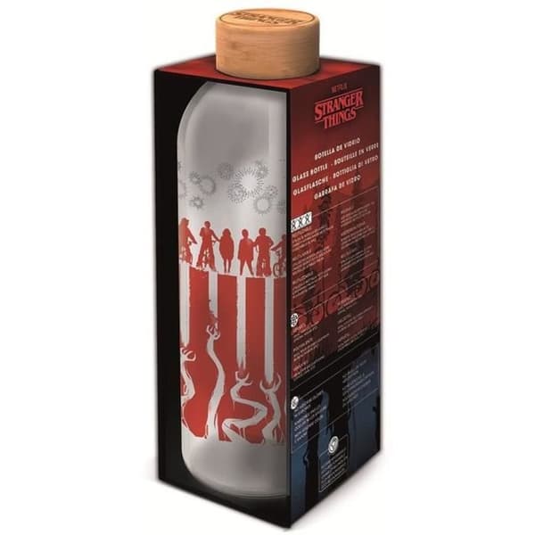 Stor flaska - STOR - Stranger Things - Glas med silikonhylsa - Återanvändbar - 1030 ml