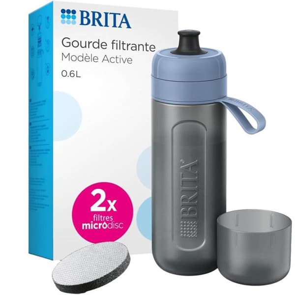 Filtreringsflaska - BRITA - Aktiv - 0.6L - 2 mikrodiskar ingår - Blå/Grön