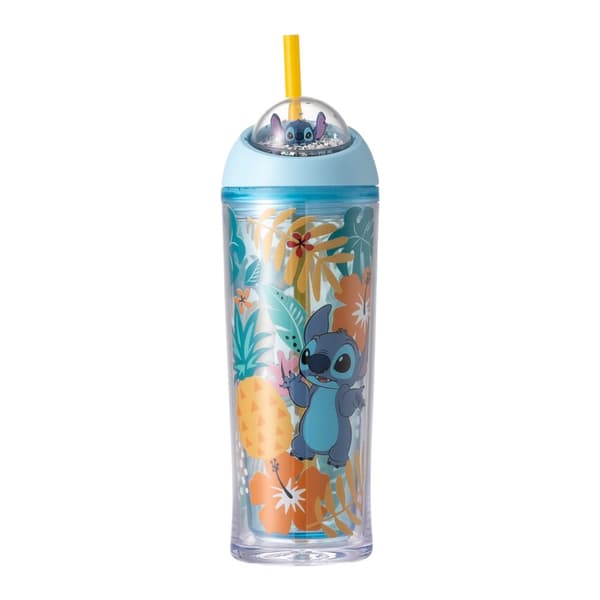 Disney Lilo ja Stitch Aloha trooppisten lehtien kuvio Dome Glitter Top matkajuomalasi, 24 unssia, 385 ml