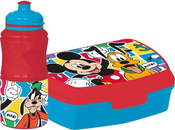 Flask- och smörgåslåda - Disney - Musse Pigg - 380 ml - Livsmedelsgodkänd plast - Halkfri