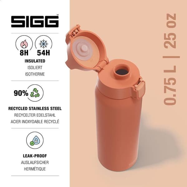 Gourde - bidon - flaska med dubbelvägg Sigg - 6021.20 - Shield One Eco Termoflaska Röd 0,75 L