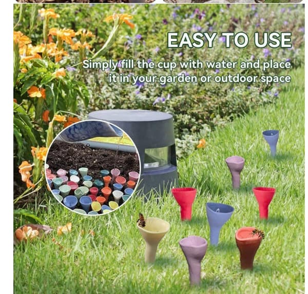 INF Resin Flower Bee drikkefontene (sett med 2)