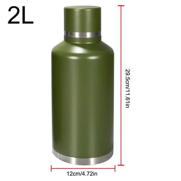 Isoleret Tumbler Flaske, 2L Kapacitet, Udendørs og Camping Brug,Grøn