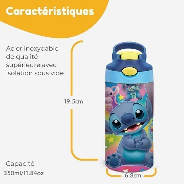 Gourde Isothermisk Stitch Vattenflaska Isothermisk 350 ml Återanvändbar utan BPA i Rostfritt Stål Vattentät Kork Varm Kall, Blå