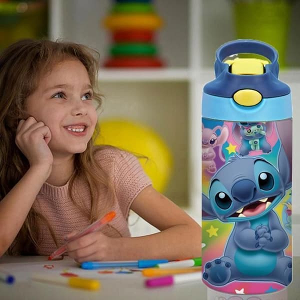 Gourde Isothermisk Stitch Vattenflaska Isothermisk 350 ml Återanvändbar utan BPA i Rostfritt Stål Vattentät Kork Varm Kall, Blå