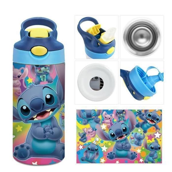 Gourde Isothermisk Stitch Vattenflaska Isothermisk 350 ml Återanvändbar utan BPA i Rostfritt Stål Vattentät Kork Varm Kall, Blå