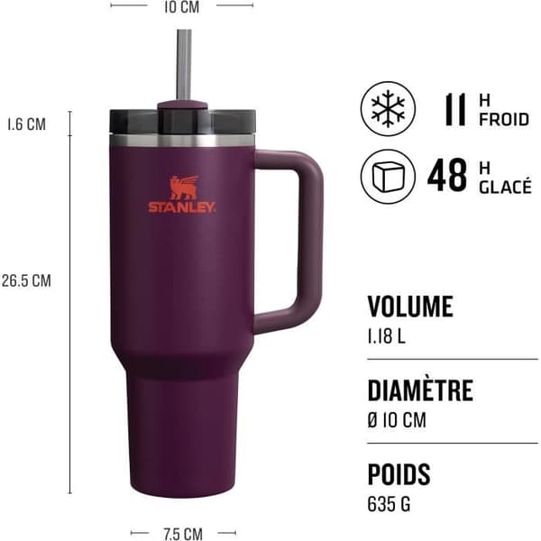 Isolerad Kanna - Stanley - Quencher H2.0 - 1.2L - Återvunnet Rostfritt Stål - Kallt 11H