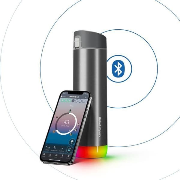 Smart vattenflaska - Borstat rostfritt stål - 620ml - LED-ljus - Hidrate