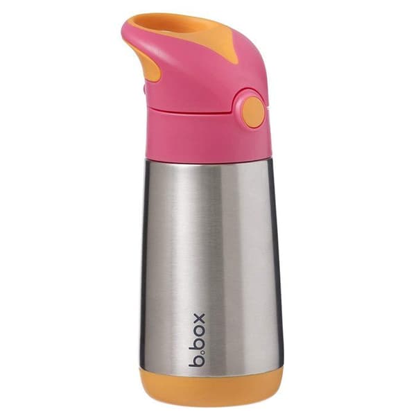 Isolerad barnflaska med sugrör - B.BOX - Rosa - 350 ml - Bräcksäker - Diskmaskinssäker