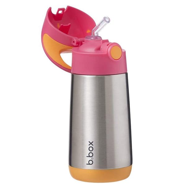 Isolerad barnflaska med sugrör - B.BOX - Rosa - 350 ml - Bräcksäker - Diskmaskinssäker