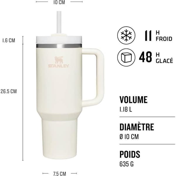 Isolerad kanna - STANLEY - Quencher H2.0 FlowState - 1.2L - Återvunnet rostfritt stål - Cream Tonal