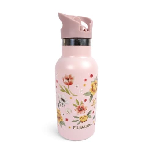 Filibabba - Stainless steel water bottle - Ocean Blossom - Pink - 6-60 m