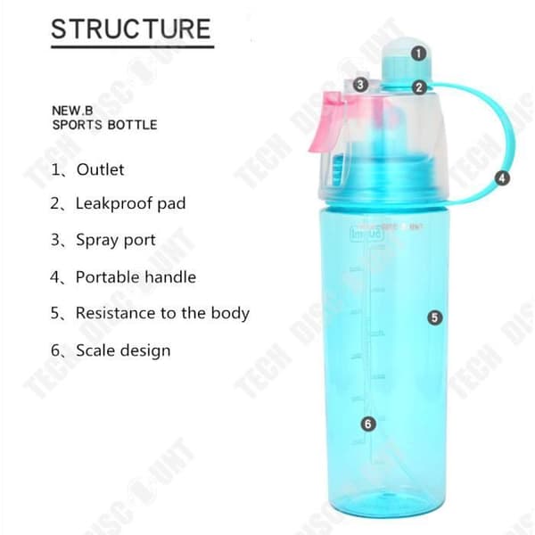 TD® Plastflaska 600ml återanvändbar vattenflaska barn sport bärbar resa juice camping ekologisk transparent kontor blå