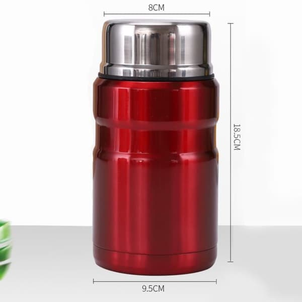 TD® Isolerad matflaska - 710ml - Röd - Isolerad flaska varm kall mat förvaringsvolym 710 ml röd