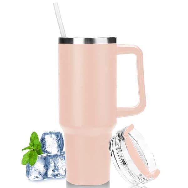 40oz (1180 ml) Isolerad Mug med Handtag, Rostfri Stålkaffekopp, Dubbelisolerad Vakuumresemugg med