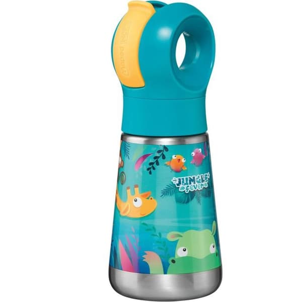 Gourde Barnbarn Inox 350ml Dschungelfeber - Maped Picnik - Lätt att öppna och rengöra - Vattentät och hållbar - Grön