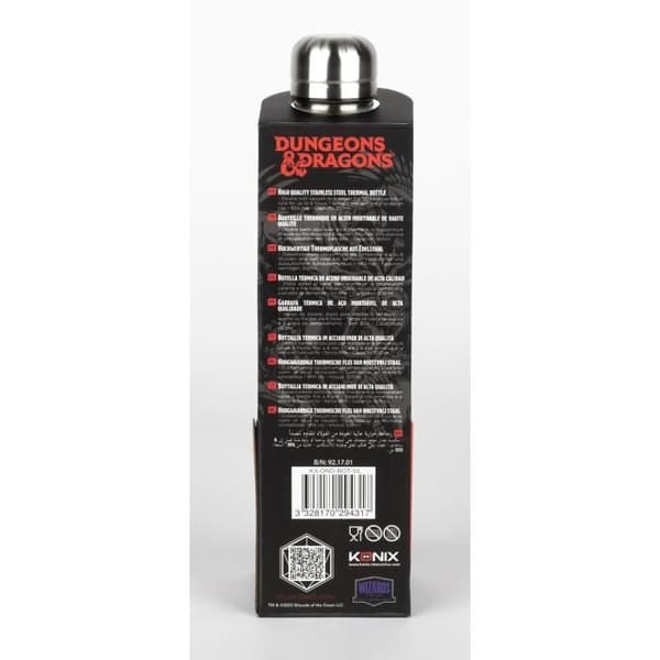 Konix Dungeons Dragons Isolerglas - Rostfritt stål - 500 ml - Logomönster - Silver