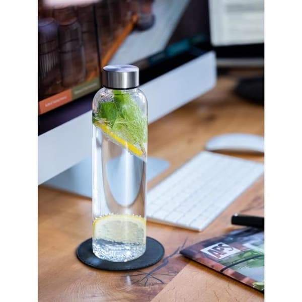 Glasflaska - APS - 0,75 liter - Lock i rostfritt stål 18/8 - Diskmaskinssäker - Transparent